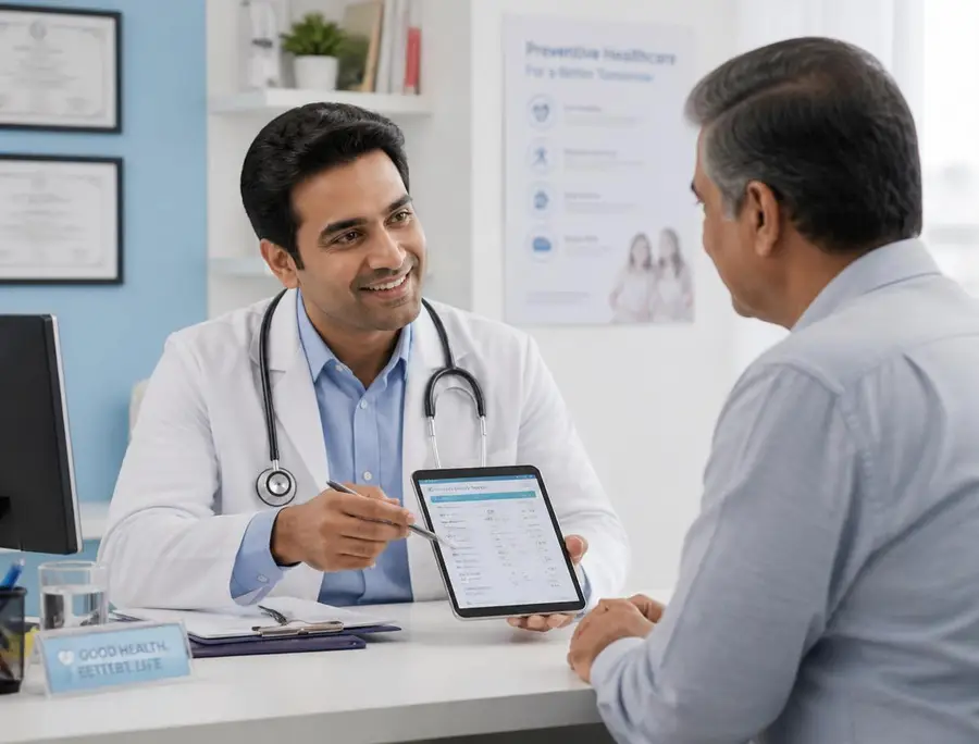 Doctor explaining a health report to a patient